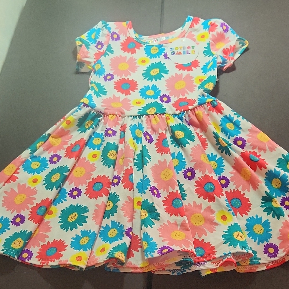 Dot Dot Smile Pink and Blue Puff Sleeve Sundress